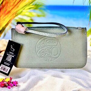 NATIVE ORIGINS Teal VEGAN Leather Wristlet Handbag Made in Canada